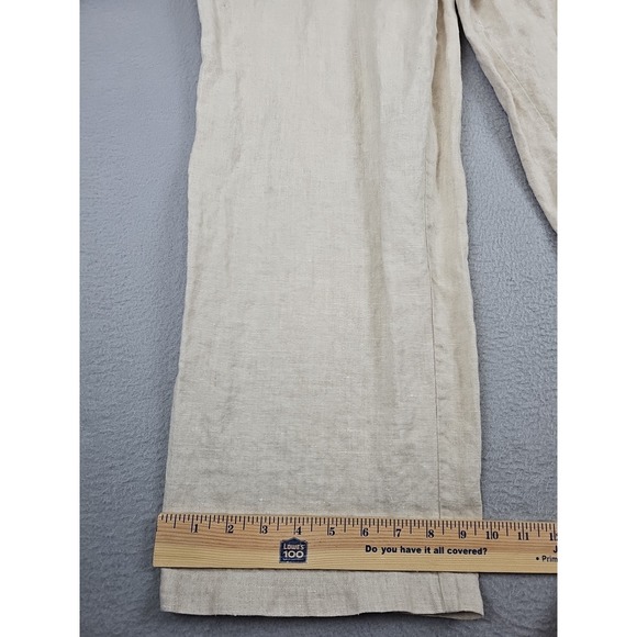 VTG Banana Republic 100% Linen Wide Leg High Waist Pants Size 12 31x28 Beige Y2K - Picture 3 of 9